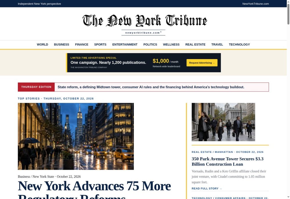 NewYorkTribune.com® homepage preview