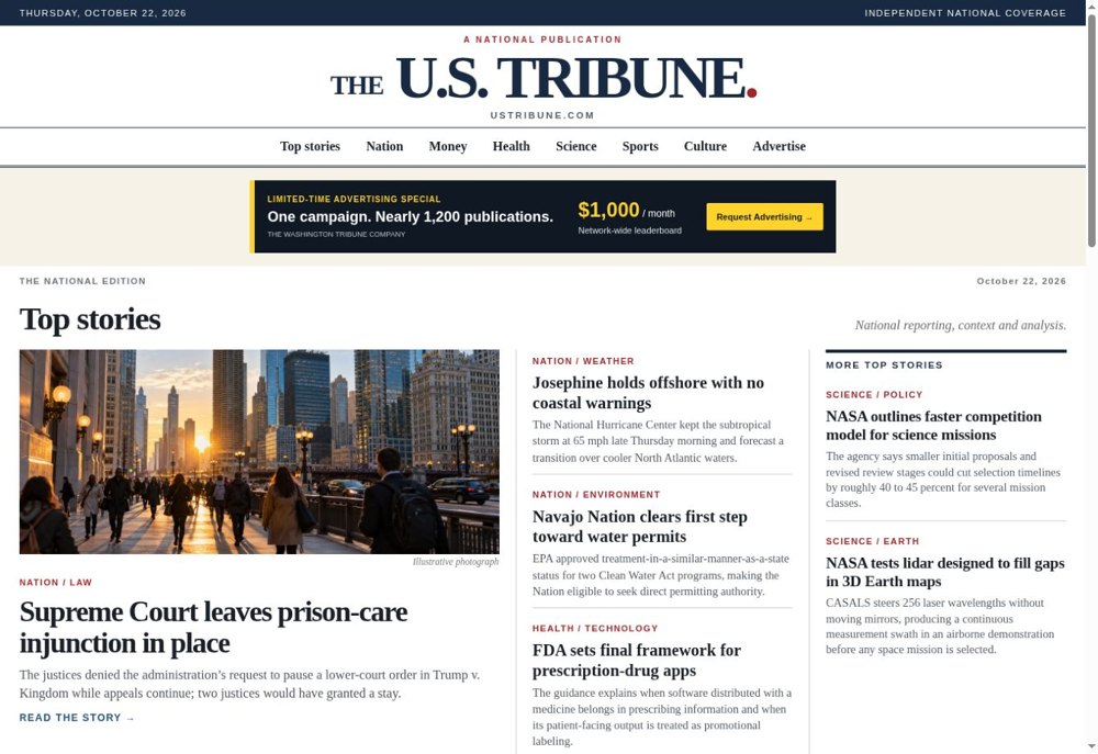 USTribune.com homepage preview