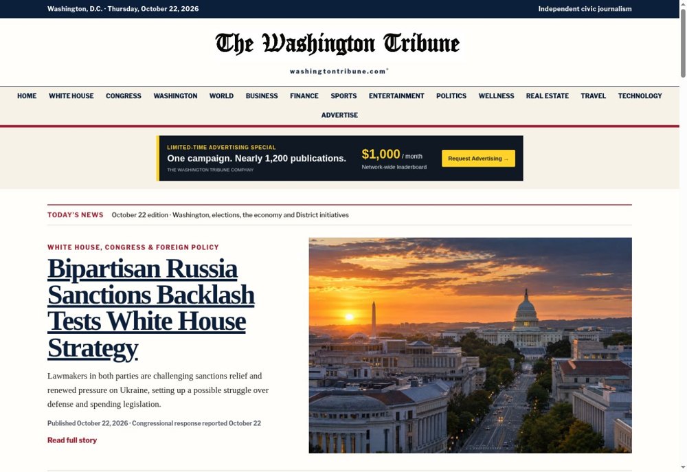 WashingtonTribune.com® homepage preview